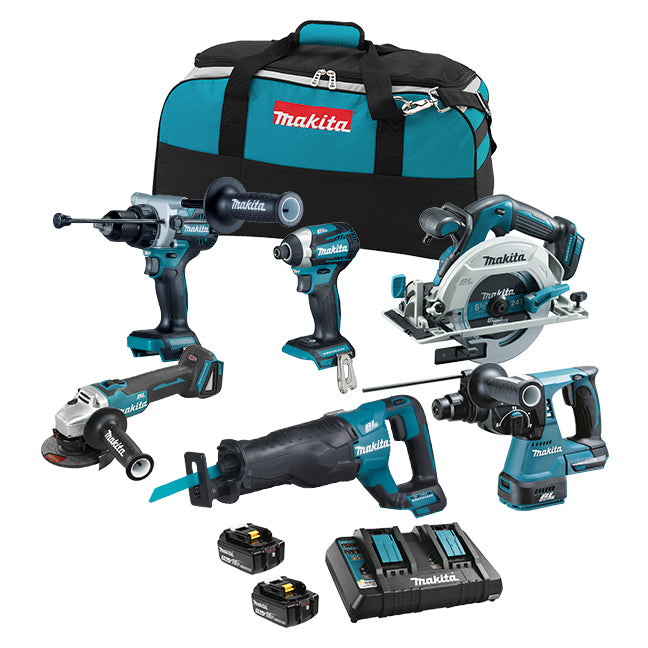 MAKITA - 18V LXT BRUSHLESS 6 TOOL COMBO KIT, 5.0AH X2 - DLX6109TX1