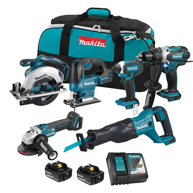 MAKITA - 18V LXT 6 TOOL COMBO KIT, 4.0AH X2 - DLX6123M