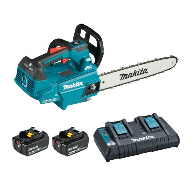 MAKITA - 36V(18VX2) LXT BRUSHLESS 14" TOP HANDLE CHAINSAW, 5.0AH X2KIT - DUC356PT2