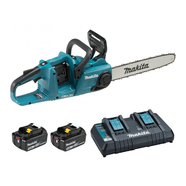 MAKITA - 36V(18VX2) LXT BRUSHLESS 16" REAR HANDLE CHAINSAW, 5.0AH X2KIT - DUC400PT2