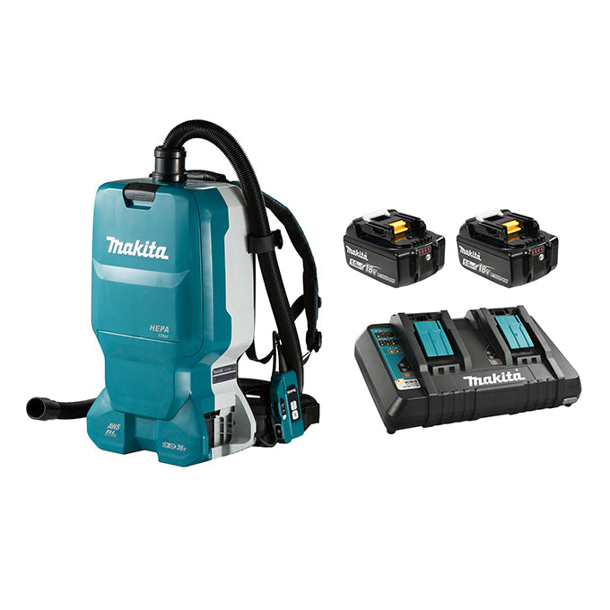 MAKITA - 36V(18VX2) LXT BRUSHLESS 6 L BACKPACK VACUUM CLEANER, 5.0AH X2KIT - DVC665TX4U