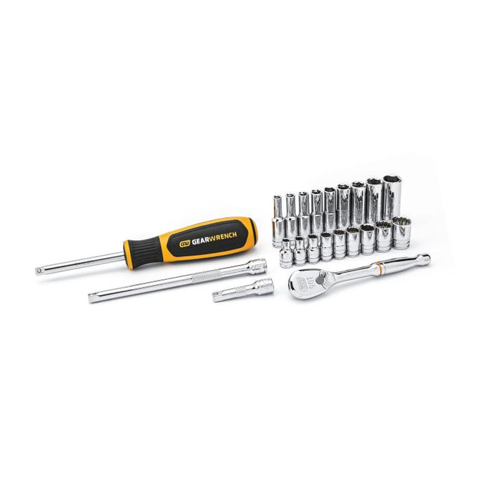 GEARWRENCH - 22 PIECE 1/4" DRIVE 6 & 12 POINT STANDARD AND DEEP SAE MECHANICS TOOL SET - 80325