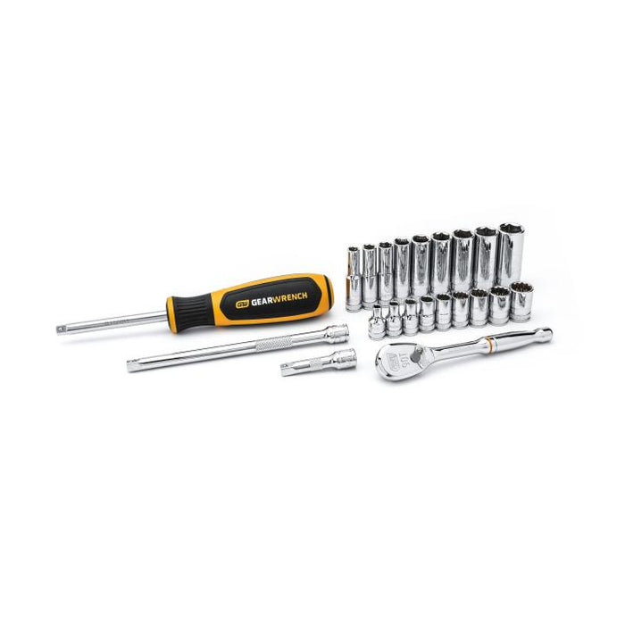 GEARWRENCH - 22 PIECE 1/4" DRIVE 6 & 12 POINT STANDARD AND DEEP METRIC MECHANICS TOOL SET - 80327