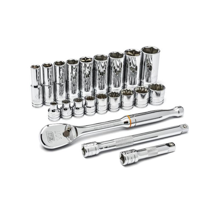 GEARWRENCH - 21 PIECE 3/8" DRIVE 6 & 12 POINT STANDARD AND DEEP SAE MECHANICS TOOL SET - 80557
