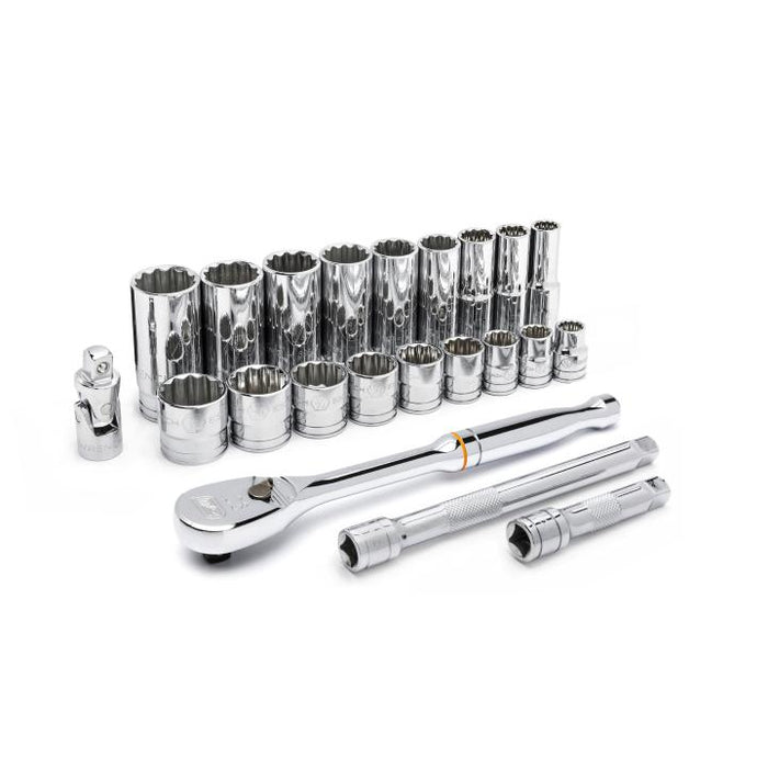 GEARWRENCH - 22 PIECE 3/8" DRIVE 12 POINT STANDARD AND DEEP SAE MECHANICS TOOL SET - 80691