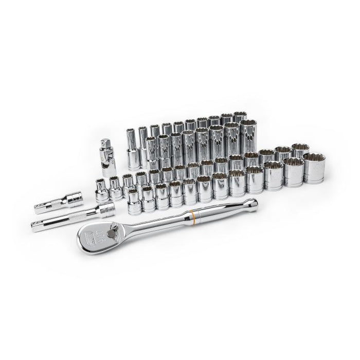 GEARWRENCH - 49 PIECE 1/2" DRIVE 12 POINT STANDARD AND DEEP SAE/METRIC MECHANICS TOOL SET - 80701