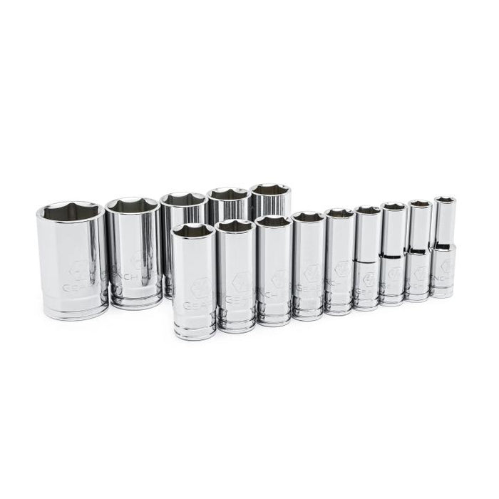 GEARWRENCH - 14 PIECE 1/2" DRIVE 6 POINT DEEP SAE SOCKET SET - 80733