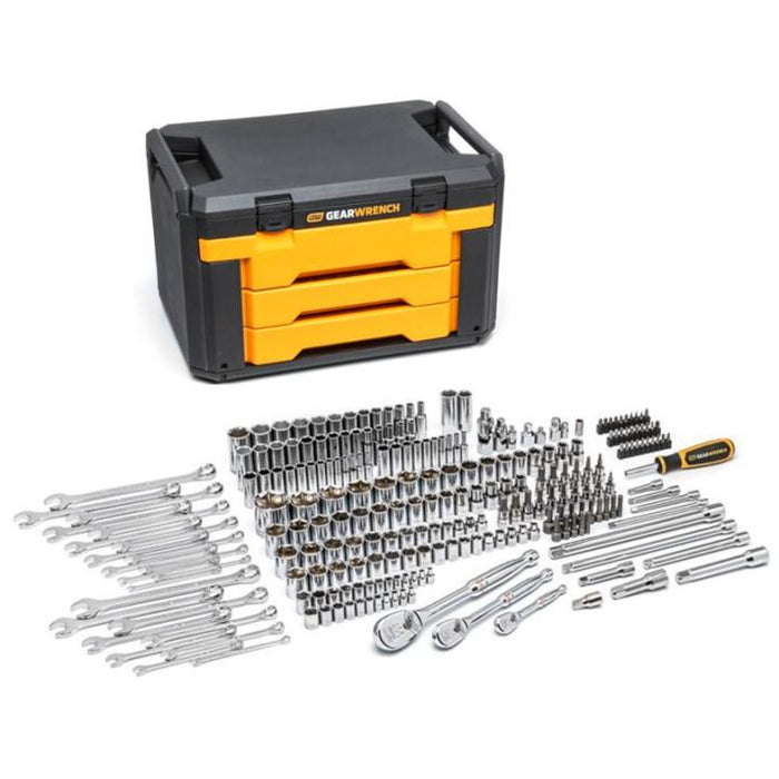GEARWRENCH - 243 PIECE 6 POINT MECHANICS TOOL SET IN 3 DRAWER STORAGE BOX - 80966