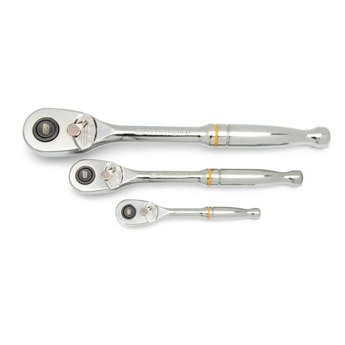 GEARWRENCH - 3 PIECE 1/4", 3/8” & 1/2" DRIVE 90-TOOTH QUICK RELEASE TEARDROP RATCHET SET - 81310T