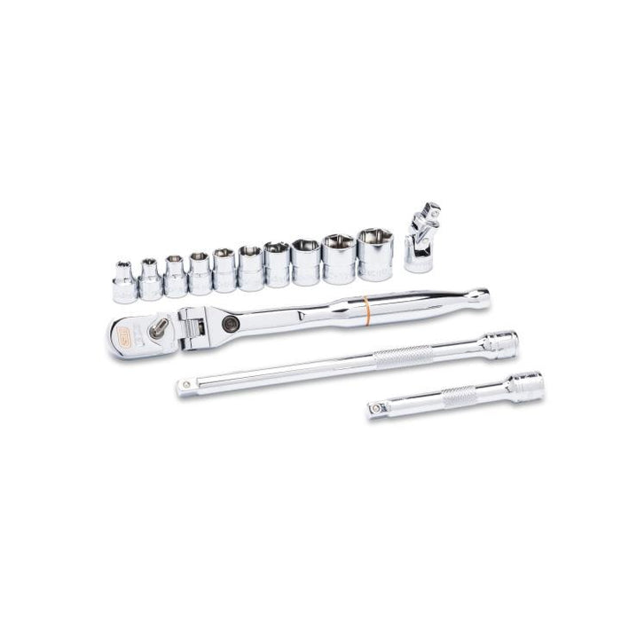 GEARWRENCH - 14 PIECE 1/4" DRIVE 120XP LOCKING FLEX HEAD RATCHET AND 6 POINT SAE STUBBY SOCKET MECHANICS TOOL SET - 81391