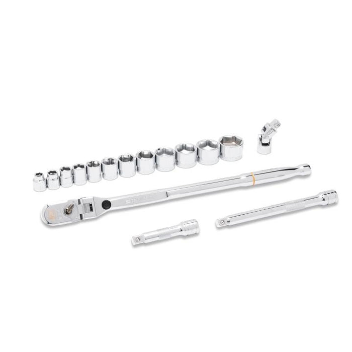 GEARWRENCH - 16 PIECE 3/8" DRIVE 120XP LOCKING FLEX HEAD RATCHET AND 6 POINT SAE STUBBY SOCKET MECHANICS TOOL SET - 81393