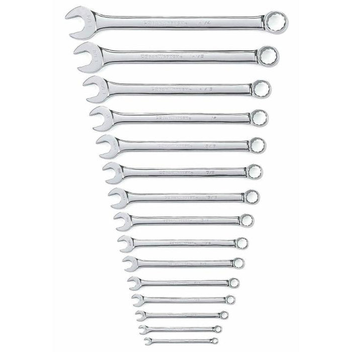 GEARWRENCH - 15 PIECE 12 POINT LONG PATTERN COMBINATION SAE WRENCH SET WITH TOOL ROLL - 81918