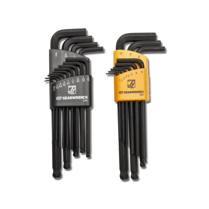GEARWRENCH - 22 PIECE SAE/METRIC MAGNETIC BALL END LONG ARM HEX KEY SET - 83526