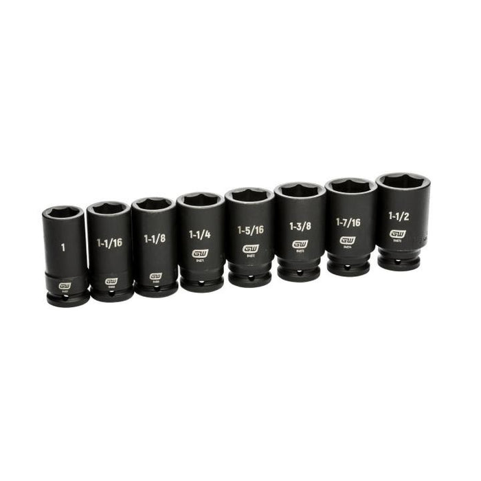 GEARWRENCH - 8 PIECE 3/4" DRIVE 6 POINT SAE DEEP IMPACT SOCKET SET - 84036