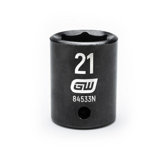 GEARWRENCH - 1/2" DRIVE 6 POINT STANDARD IMPACT METRIC SOCKET 21MM - 84533N