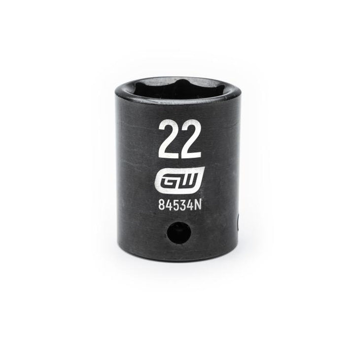 GEARWRENCH - 1/2" DRIVE 6 POINT STANDARD IMPACT METRIC SOCKET 22MM - 84534N