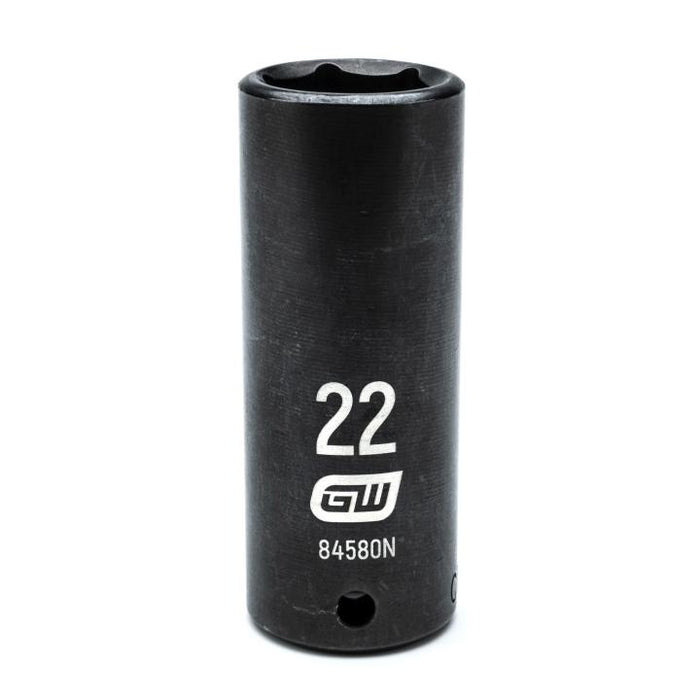 GEARWRENCH - 1/2" DRIVE 6 POINT DEEP IMPACT METRIC SOCKET 22MM - 84580N