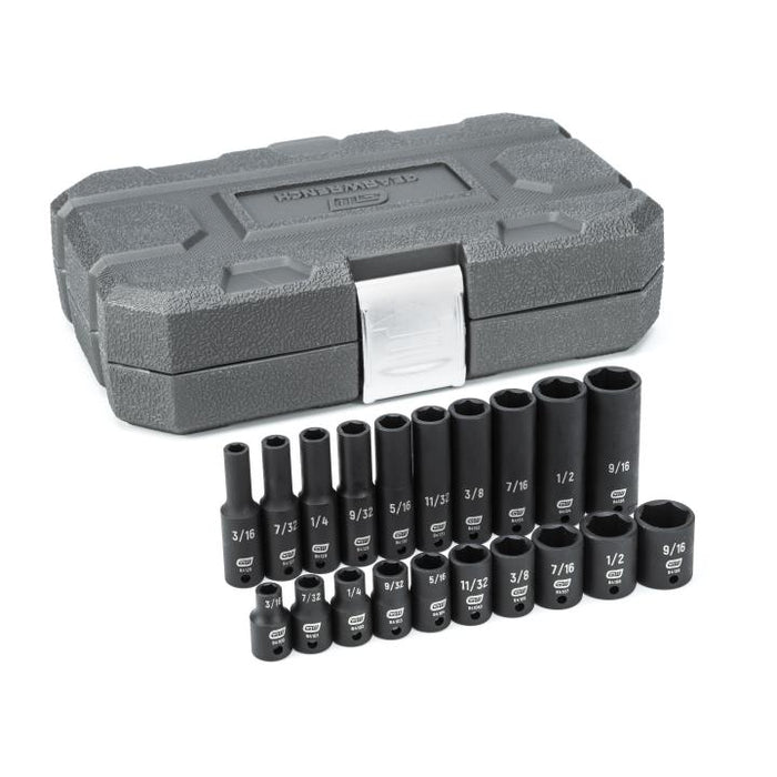 GEARWRENCH - 20 PIECE 1/4" DRIVE 6 POINT STANDARD AND DEEP IMPACT SAE SOCKET SET - 84900