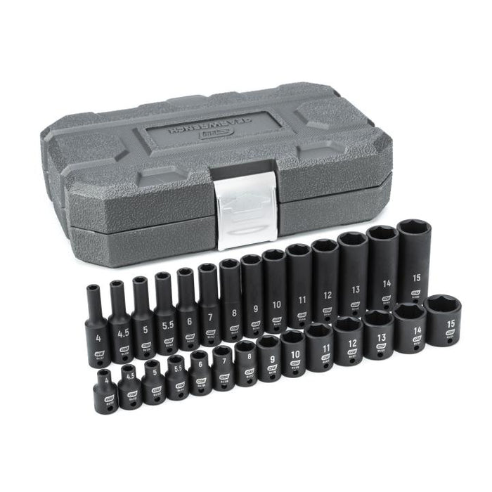 GEARWRENCH - 28 PIECE 1/4" DRIVE 6 POINT STANDARD AND DEEP IMPACT METRIC SOCKET SET - 84901