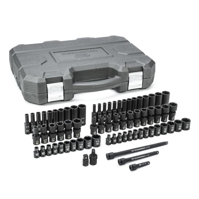 GEARWRENCH - 71 PIECE 1/4" DRIVE 6 POINT SAE/METRIC STANDARD & DEEP MASTER IMPACT SOCKET SET - 84903