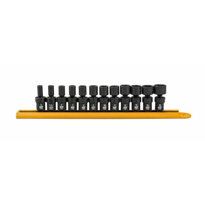GEARWRENCH - 12 PIECE 1/4" DRIVE 6 POINT STANDARD UNIVERSAL IMPACT METRIC SOCKET SET - 84905