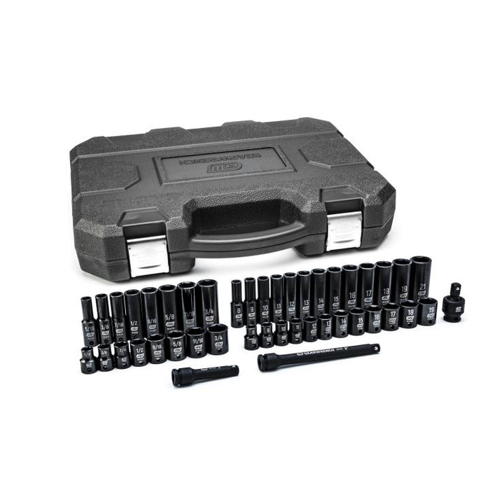 GEARWRENCH - 44 PIECE 3/8" DRIVE 6 POINT STANDARD AND DEEP IMPACT SAE/METRIC SOCKET SET - 84916N