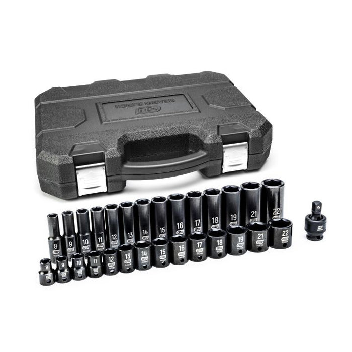 GEARWRENCH - 29 PIECE 3/8" DRIVE 6 POINT STANDARD AND DEEP IMPACT METRIC SOCKET SET - 84925N