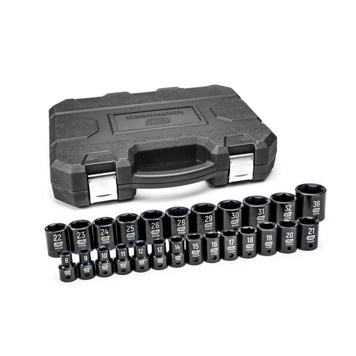 GEARWRENCH - 25 PIECE 1/2" DRIVE 6 POINT STANDARD IMPACT METRIC SOCKET SET - 84933N
