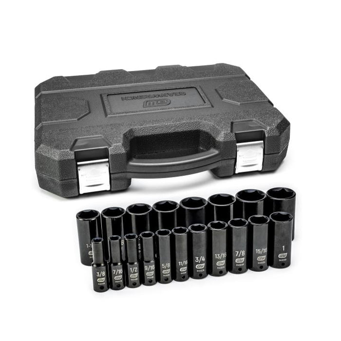 GEARWRENCH - 19 PIECE 1/2" DRIVE 6 POINT DEEP IMPACT SAE SOCKET SET - 84934N