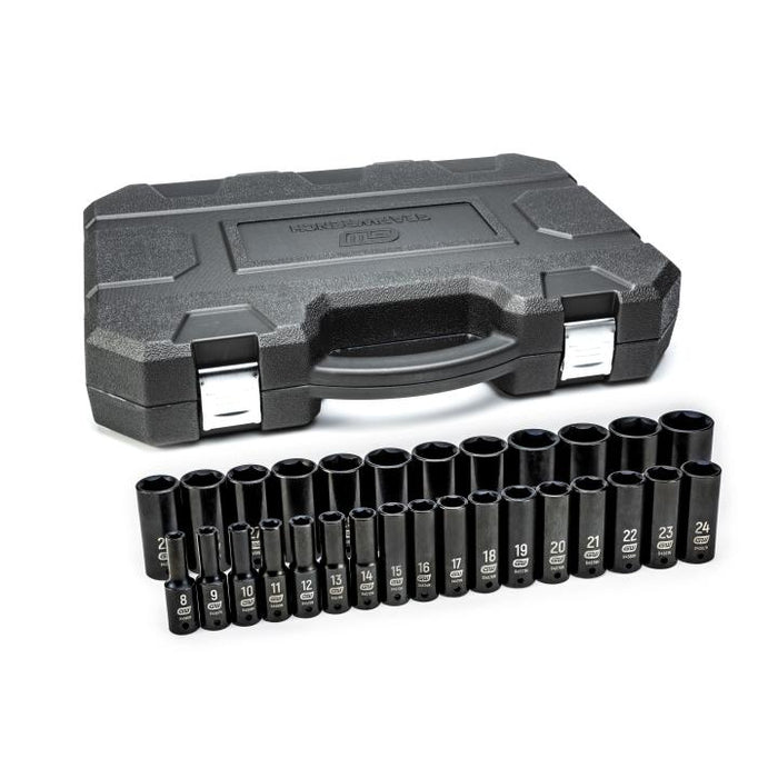 GEARWRENCH - 29 PIECE 1/2" DRIVE 6 POINT DEEP IMPACT METRIC SOCKET SET - 84935N