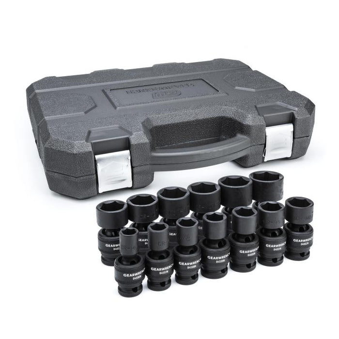 GEARWRENCH - 13 PIECE 1/2" DRIVE 6 POINT STANDARD UNIVERSAL IMPACT SAE SOCKET SET - 84938N