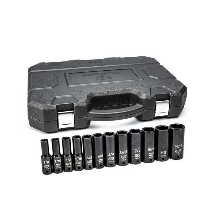 GEARWRENCH - 12 PIECE 1/2" DRIVE 6 POINT DEEP IMPACT SAE SOCKET SET - 84942N