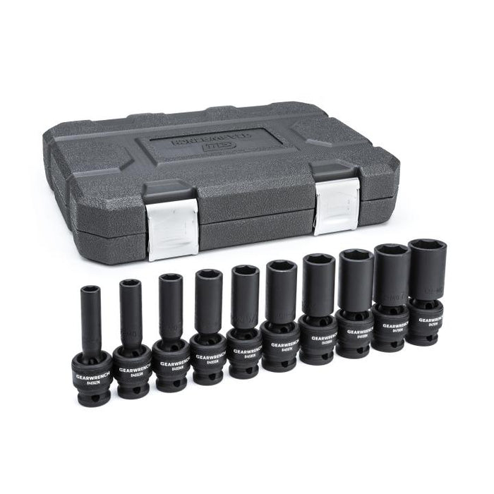 GEARWRENCH - 10 PIECE 1/2" DRIVE 6 POINT DEEP UNIVERSAL IMPACT SAE SOCKET SET - 84943N