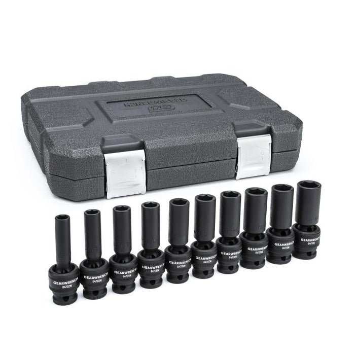 GEARWRENCH - 10 PIECE 1/2" DRIVE 6 POINT DEEP UNIVERSAL IMPACT METRIC SOCKET SET - 84945N