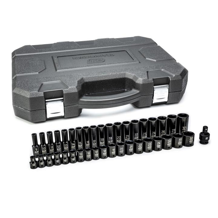 GEARWRENCH - 39 PIECE 1/2" DRIVE 6 POINT STANDARD AND DEEP IMPACT METRIC SOCKET SET - 84948N