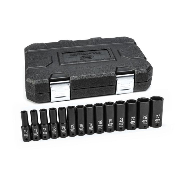 GEARWRENCH - 14 PIECE 1/2" DRIVE 6 POINT DEEP IMPACT METRIC SOCKET SET - 84955N