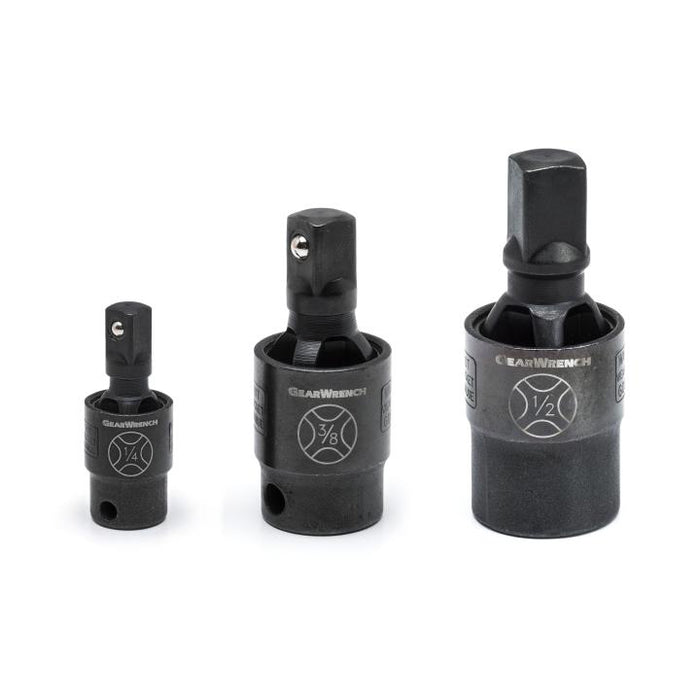 GEARWRENCH - 3 PIECE 1/4", 3/8" & 1/2" DRIVE X-CORE™ PINLESS IMPACT UNIVERSAL JOINT SET - 84960