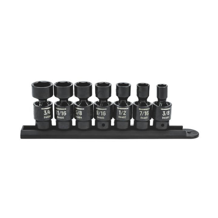 GEARWRENCH - 7 PIECE 3/8" DRIVE 6 POINT STANDARD X-CORE™ PINLESS UNIVERSAL IMPACT SAE SOCKET SET - 84974