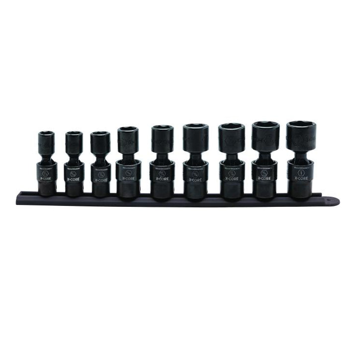 GEARWRENCH - 9 PIECE 1/2" DRIVE 6 POINT STANDARD X-CORE™ PINLESS UNIVERSAL IMPACT SAE SOCKET SET - 84978