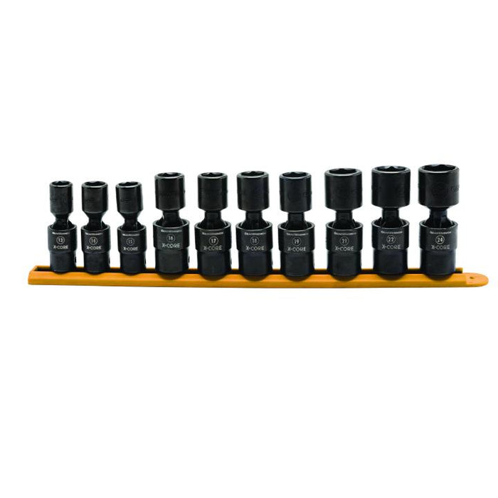 GEARWRENCH - 10 PIECE 1/2" DRIVE 6 POINT STANDARD X-CORE™ PINLESS UNIVERSAL IMPACT METRIC SOCKET SET - 84979