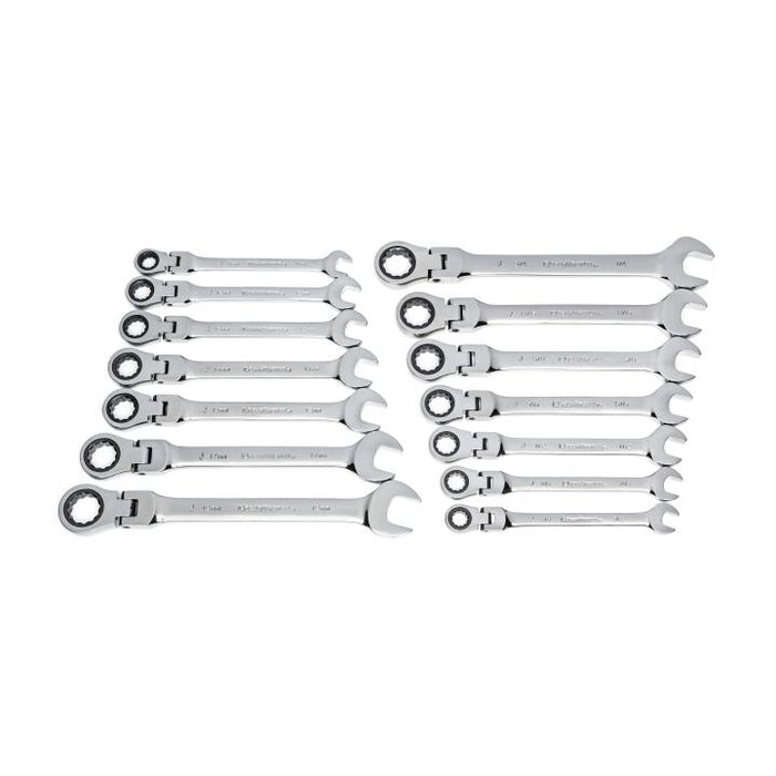 GEARWRENCH - 14 PIECE 72-TOOTH 12 POINT FLEX HEAD RATCHETING COMBINATION SAE/METRIC WRENCH SET - 85141