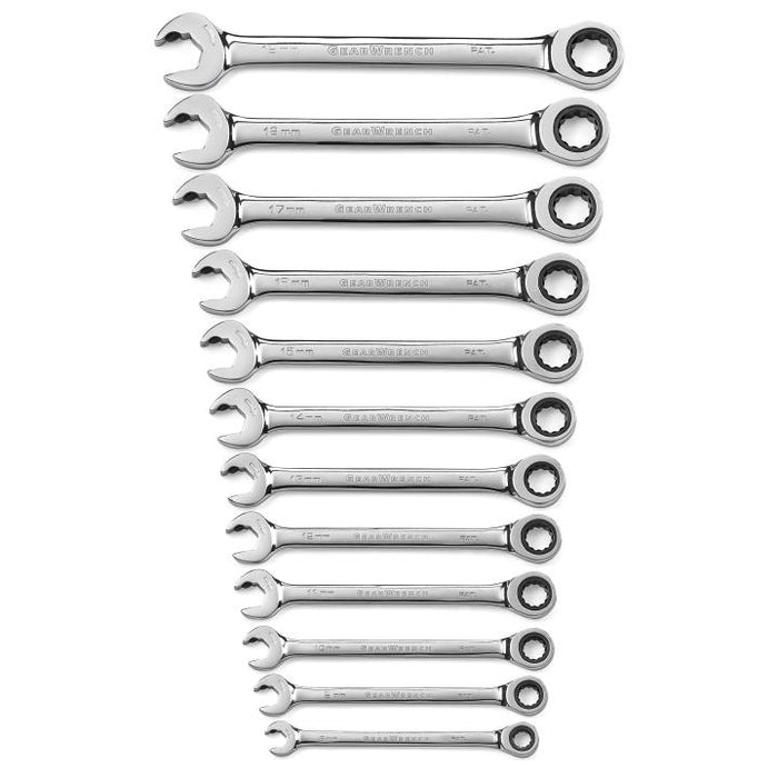 GEARWRENCH - 12 PIECE 72-TOOTH 12 POINT OPEN END RATCHETING METRIC WRENCH SET - 85597