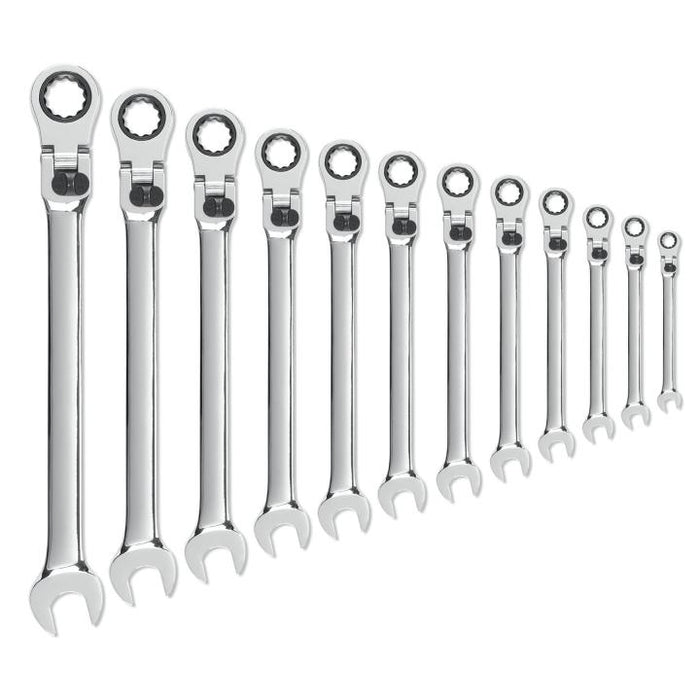 GEARWRENCH - 12 PIECE 72-TOOTH 12 POINT XL LOCKING FLEX HEAD RATCHETING COMBINATION METRIC WRENCH SET - 85698
