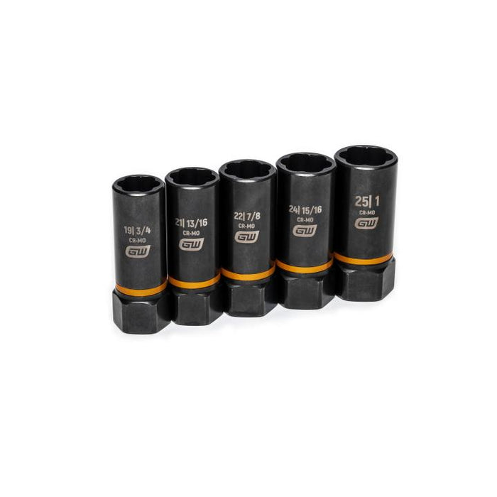 GEARWRENCH - 5 PIECE 1/2" DRIVE BOLT BITER™ DEEP EXTRACTION SOCKET SET - 86070