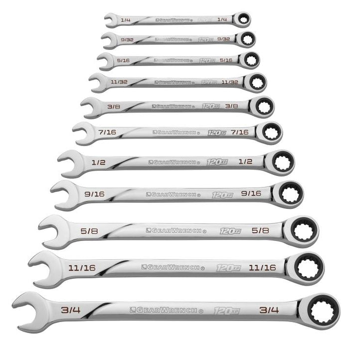 GEARWRENCH - 11 PIECE 120XP™ UNIVERSAL SPLINE XL RATCHETING COMBINATION SAE WRENCH SET - 86450