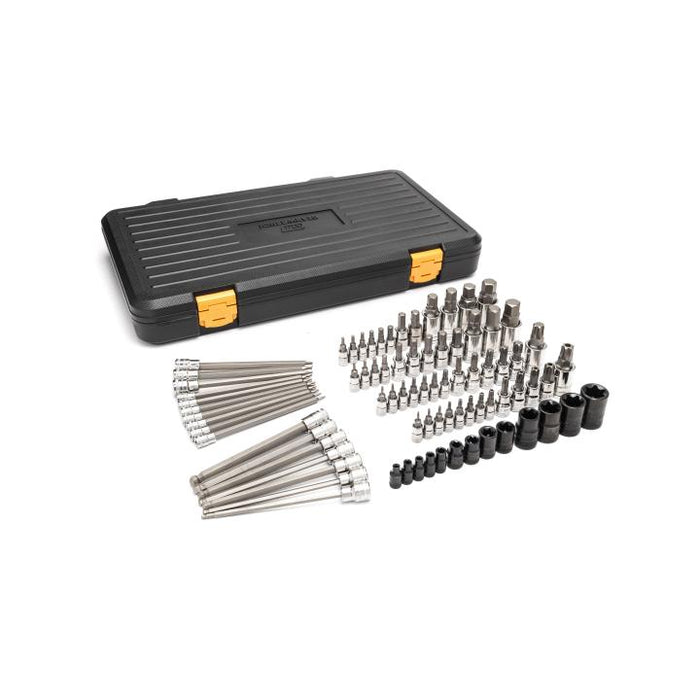 GEARWRENCH - 80 PIECE 1/4", 3/8" & 1/2" DRIVE HEX/BALL END HEX/TAMPER PROOF TORX®/E-TORX®/TORX® BIT SOCKET SET - 86538