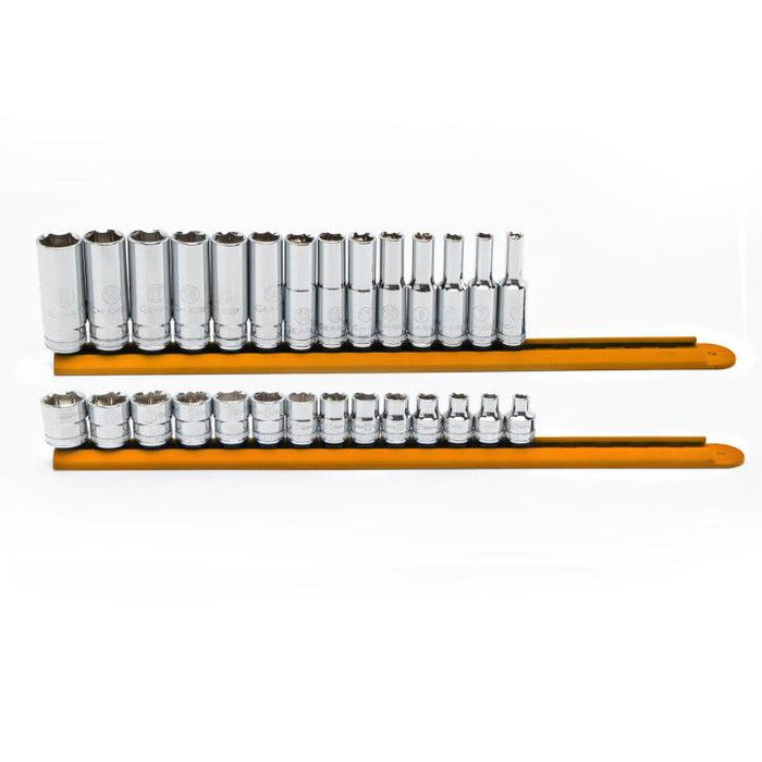 GEARWRENCH - 28 PIECE 3/8" DRIVE 6 POINT METRIC STANDARD AND DEEP SOCKET SET - 86540