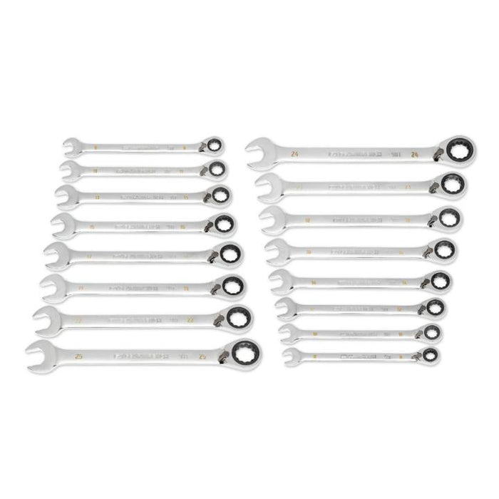 GEARWRENCH - 16 PIECE 90-TOOTH 12 POINT METRIC REVERSIBLE RATCHETING WRENCH SET - 86629