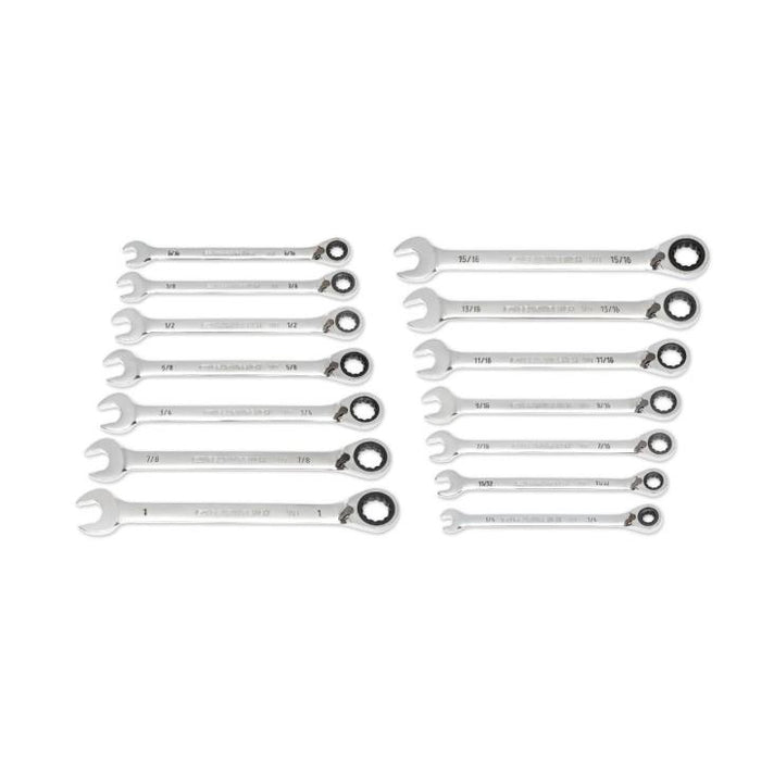 GEARWRENCH - 14 PIECE 90-TOOTH 12 POINT SAE REVERSIBLE RATCHETING WRENCH SET - 86660