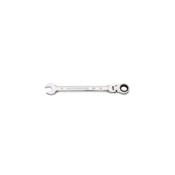 GEARWRENCH - 15MM 90-TOOTH 12 POINT FLEX HEAD RATCHETING COMBINATION WRENCH - 86715